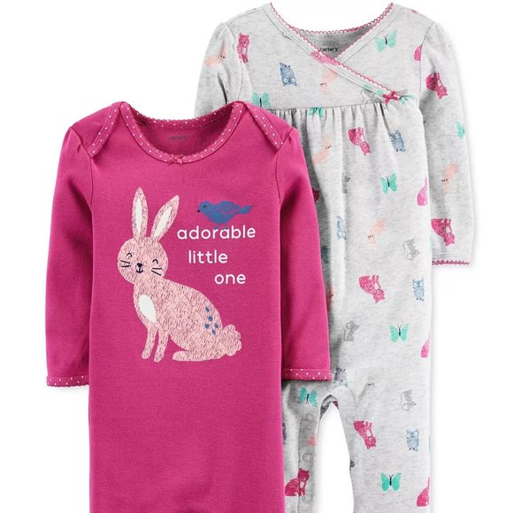 Carter's Bunny Cotton Coveralls 2 Pack - 6 Months - Picture 4 of 4